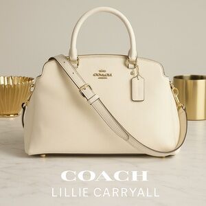NEW Coach Lillie Carryall Satchel in Chalk Crossgrain Leather New with tags